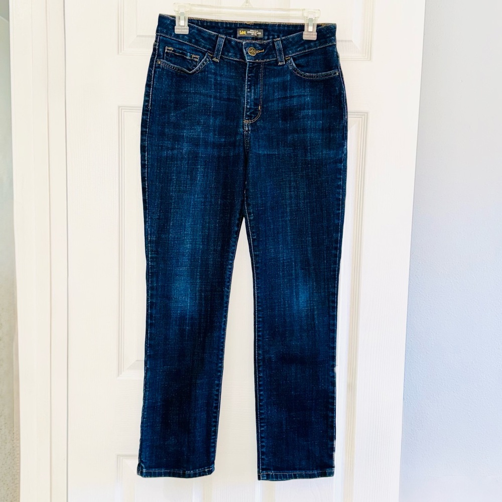Lee Classic Indigo Straight Leg Jeans  - Size 10 Short - Lightly Distressed